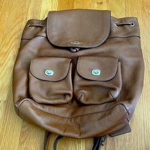 Coach, brown, leather backpack style purse